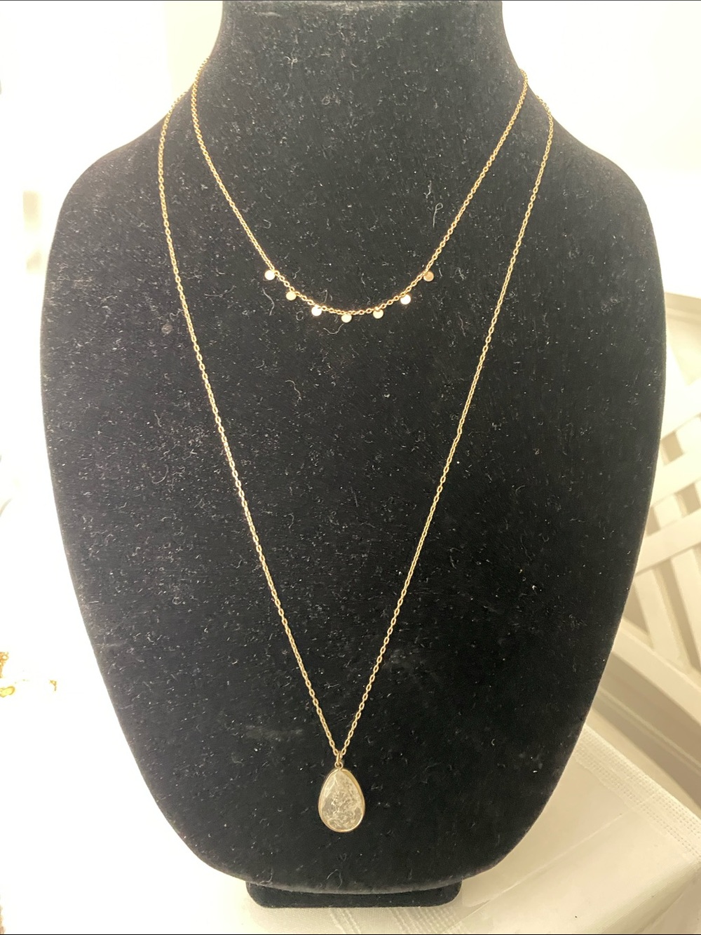 Delicate Gold Layered Teardrop Necklace - Women Jewelry